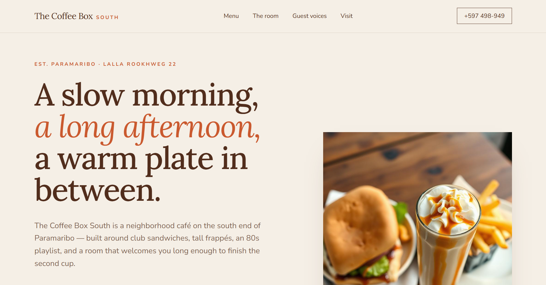 The Coffee Box South — Restaurant website by JWebsites